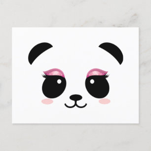 Cute panda rosa ögonfransar vykort