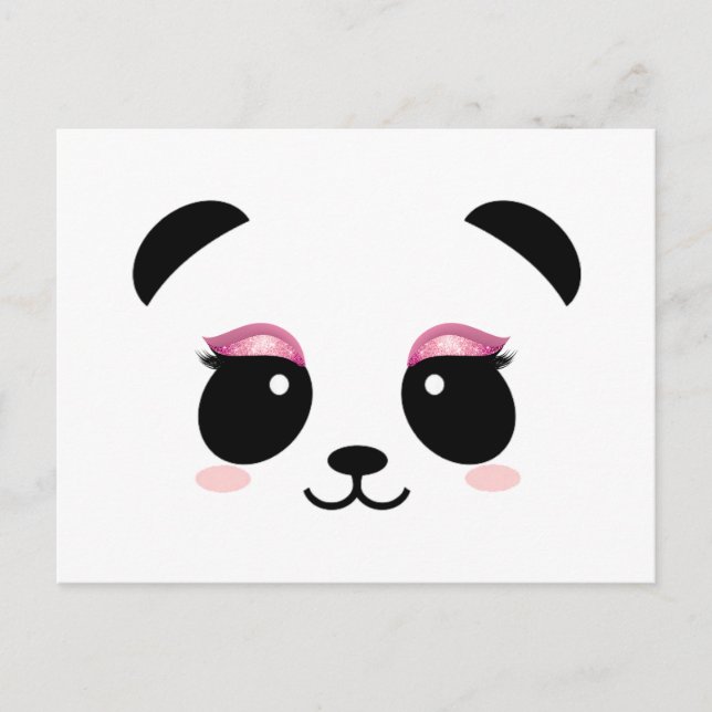 Cute panda rosa ögonfransar vykort (Framsida)