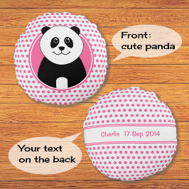 Cute panda rosa spar namn på baksidan rund kudde