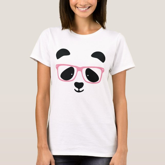 Cute Panda Rosa T Shirt (Framsida)