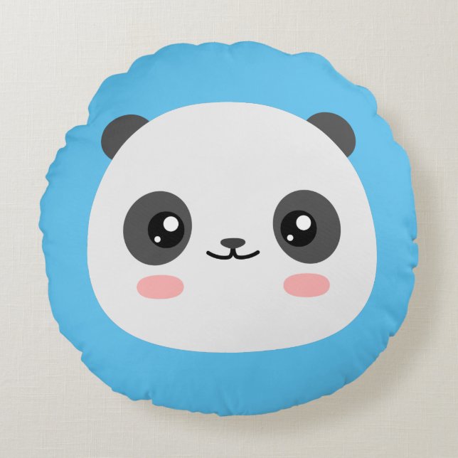 Cute Panda Rund Kudde (Framsidan)