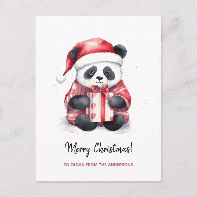 Cute Panda Santa God jul Helg Vykort (Framsida)
