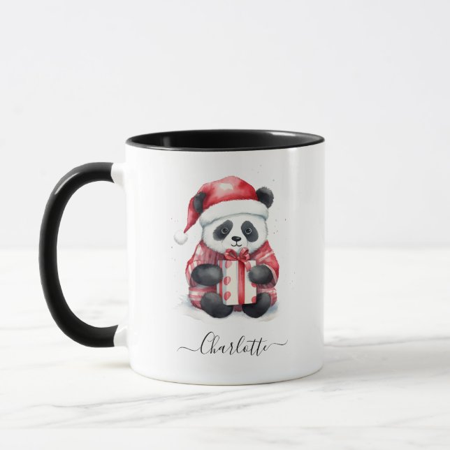 Cute Panda Santa God jul Helgdag Mugg (Vänster)