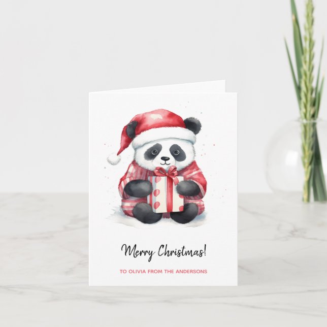 Cute Panda Santa God jul Kort (Framsida)