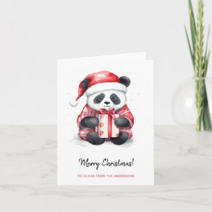 Cute Panda Santa God jul Kort