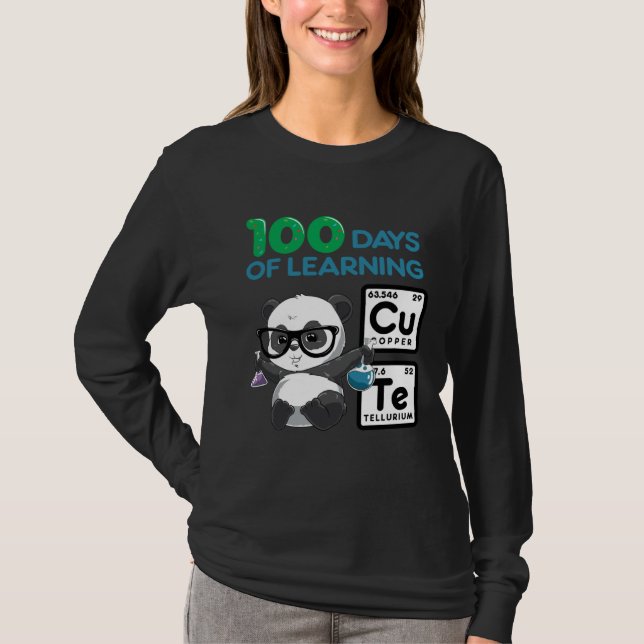 Cute Panda Scientist 100 Shoulder Days T Shirt (Framsida)