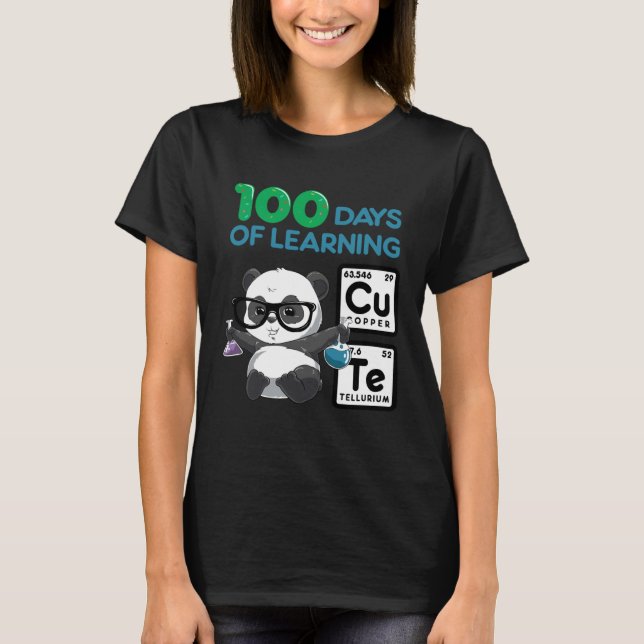 Cute Panda Scientist 100 Shoulder Days T Shirt (Framsida)