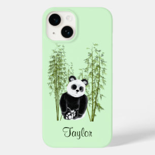 Cute Panda Sitta i Bamboo