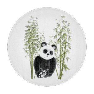 Cute Panda Sitta i Bamboo