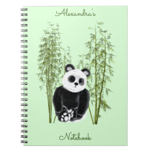 Cute Panda Sitta i Bamboo Anteckningsbok