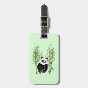 Cute Panda Sitta i Bamboo Bagagebricka
