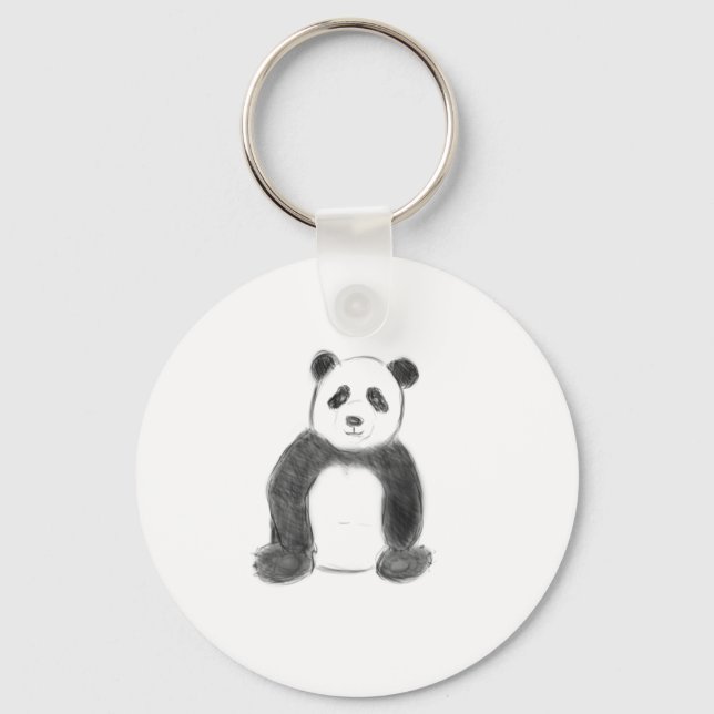 Cute panda-skiss, svart och vit nyckelring (Framsida)