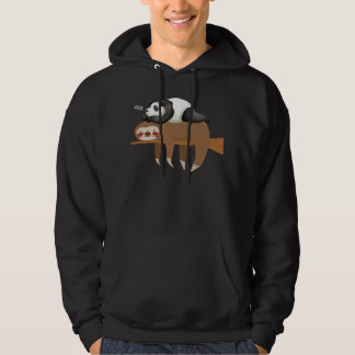 Cute panda sleeping on sloth hoodie