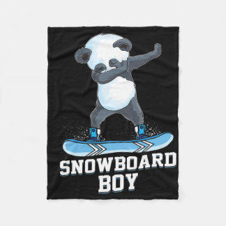 Cute Panda Snowboarding Skiing Dabbing Panda Snowb Fleecefilt