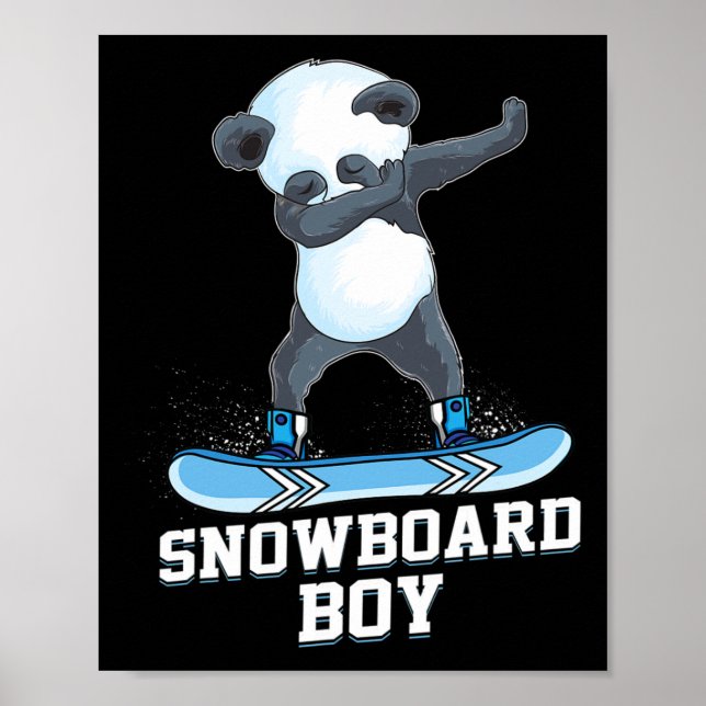 Cute Panda Snowboarding Skiing Dabbing Panda Snowb Poster (Framsidan)