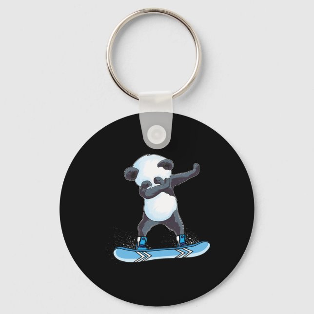 Cute Panda Snowboarding Skiing Gifts Dabbing Panda Nyckelring (Framsida)