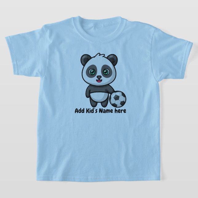 Cute Panda Soccball anpassningsbar-barn namn T Shirt (Laydown)