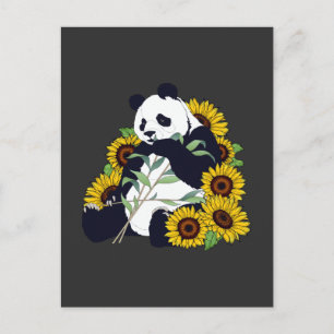 Cute Panda Solrosblommor Älskare vackra blommor Vykort
