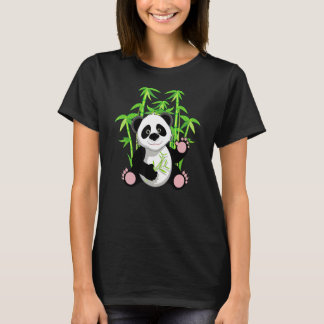 Cute Panda som äter bamboo i skogsdjur T Shirt