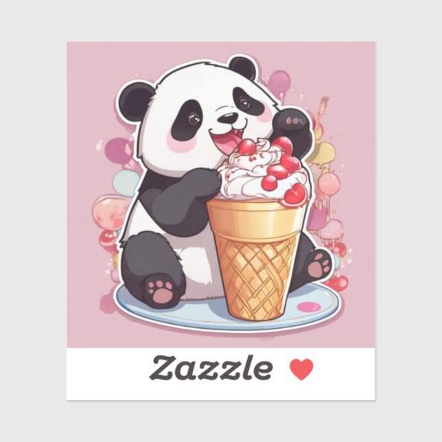 Cute panda som äter glass klistermärken (Ark)