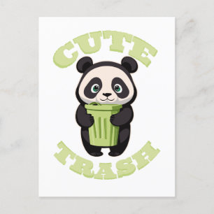 Cute Panda som håller i sopor kan Vykort