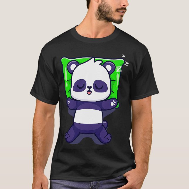 Cute Panda som sover på Pillow-lekon T Shirt (Framsida)