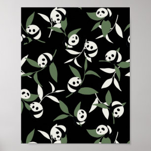 Cute Panda Spelar Bamboo Garden Poster