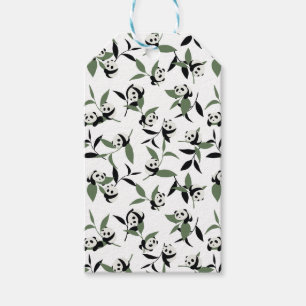 Cute Panda Spelar Bamboo Garden White Ver Presentetikett