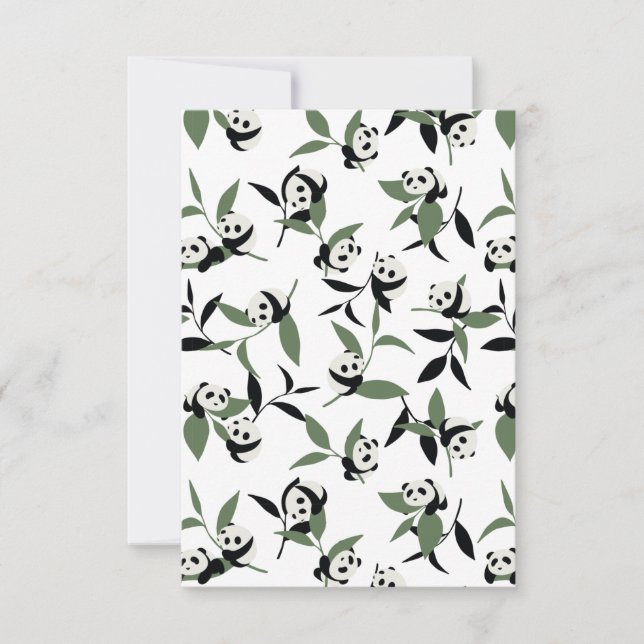Cute Panda Spelar Bamboo Garden White Ver Tack Kort (Framsida)