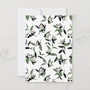 Cute Panda Spelar Bamboo Garden White Ver Tack Kort