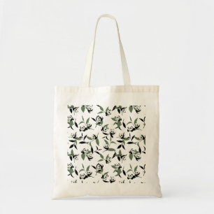 Cute Panda Spelar Bamboo Garden White Ver Tygkasse