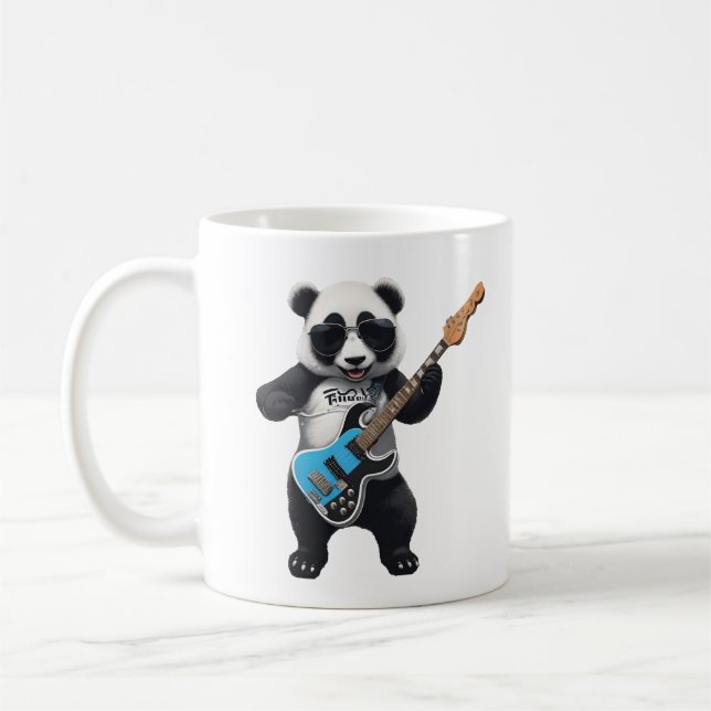 Cute Panda spelar Guitar, Music Panda Älskare Kaffemugg (Vänster)