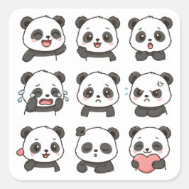 Cute panda sticker pack fyrkantigt klistermärke