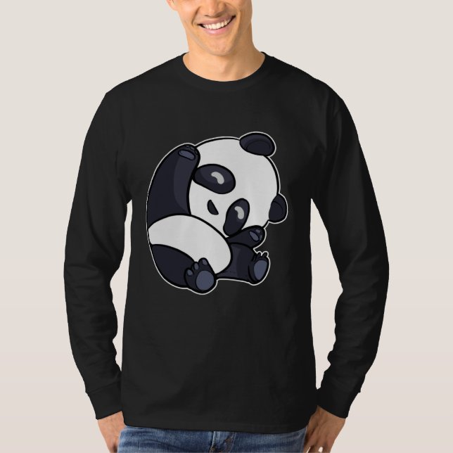 Cute Panda Stretches Sleepy Panda for Children T Shirt (Framsida)