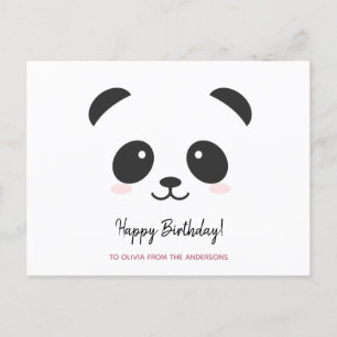 Cute panda svartvit personlig Birthday  Vykort