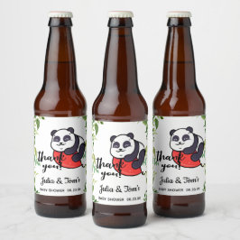 Cute Panda Tack Baby Shower Ölflaska Etikett