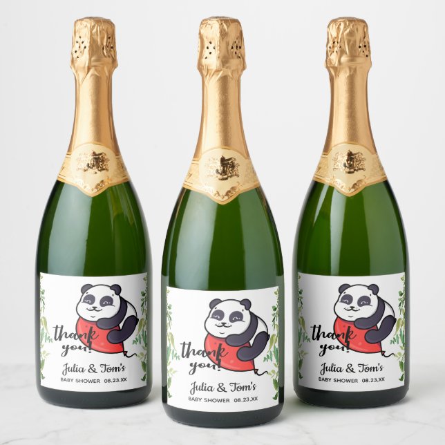 Cute Panda Tack Baby Shower Sparkling Vin La La (Flaskor)