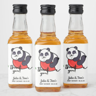 Cute Panda Tack Baby Shower Spritflaskor Etikett