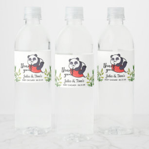 Cute Panda Tack Baby Shower Vattenflaskor Etikett