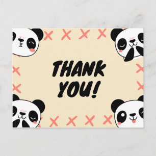 Cute Panda Tack Vykort