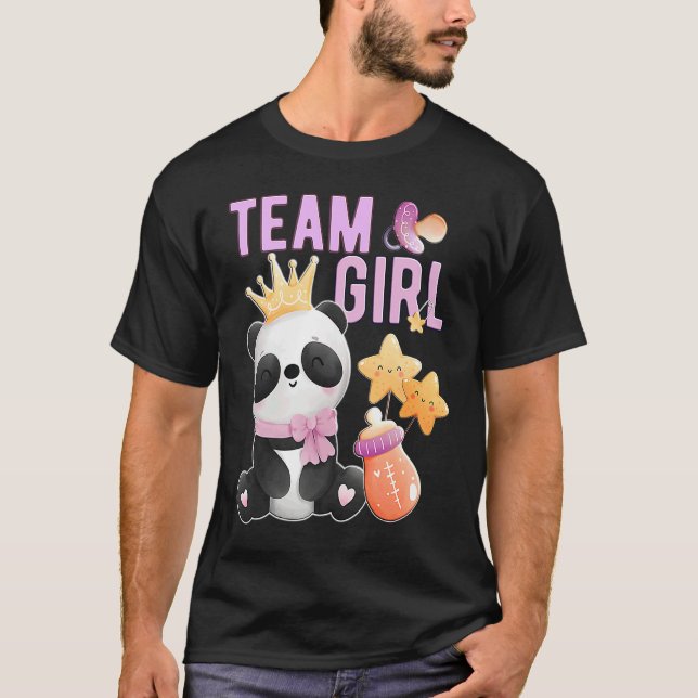 Cute Panda Team Girl  Gender Reveal Baby Shower Pa T Shirt (Framsida)