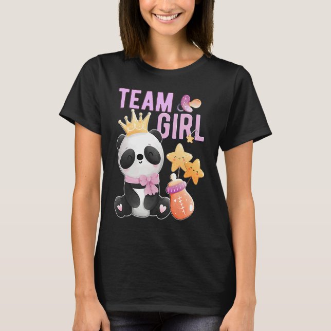 Cute Panda Team Girl  Gender Reveal Baby Shower Pa T Shirt (Framsida)