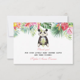Cute Panda Tropical Blommigt Baby Shower Tack Kort