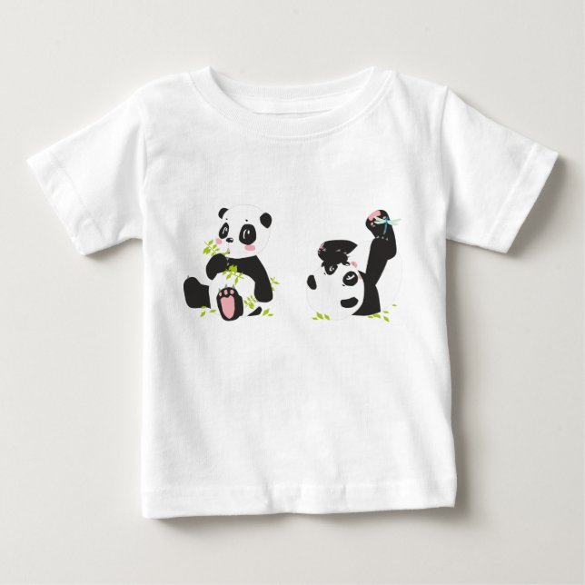 Cute panda-tryckt skjorta för spädbarn t shirt (Framsida)
