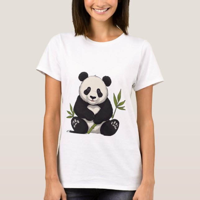 Cute Panda TShirt T Shirt (Framsida)