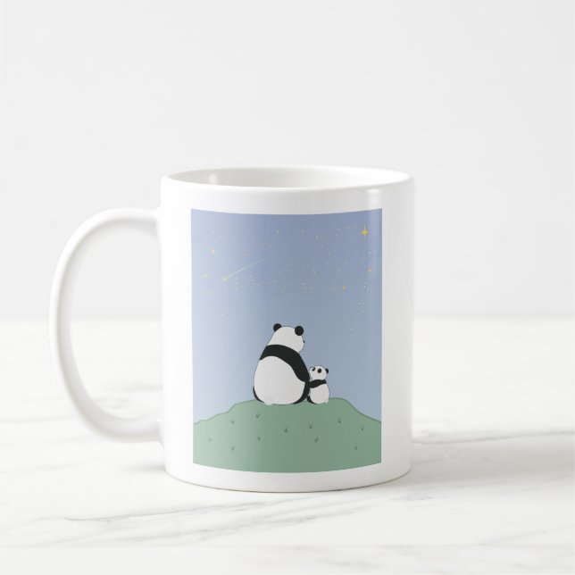 Cute Panda under Stars Kaffemugg (Vänster)