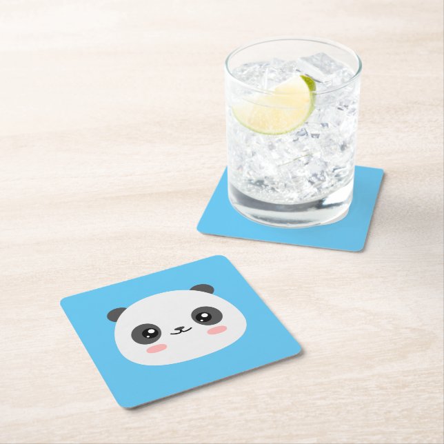 Cute Panda Underlägg Papper Kvadrat (Insitu)