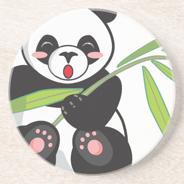 Cute Panda Underlägg Sandsten (Framsidan)