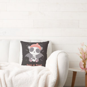 Cute Panda Vampire Black Halloween Kudde