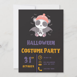 Cute Panda Vampire Ghost Fladdermus Black Hallowee Inbjudningar